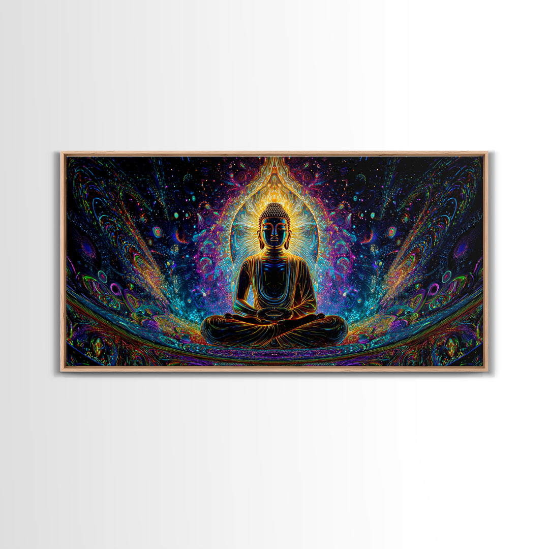 Vibrant Psychedelic Buddha Meditation Canvas Print Spiritual Wall Art Home Decor For Living Room And Yoga Space