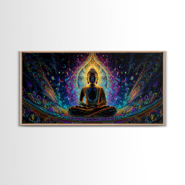 Vibrant Psychedelic Buddha Meditation Canvas Print Spiritual Wall Art Home Decor For Living Room And Yoga Space
