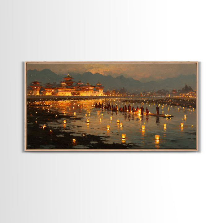 Tranquil Asian Garden Tea House With Smoke Rising From Kettle Serene Wall Art Canvas Print For Zen Home Decor
