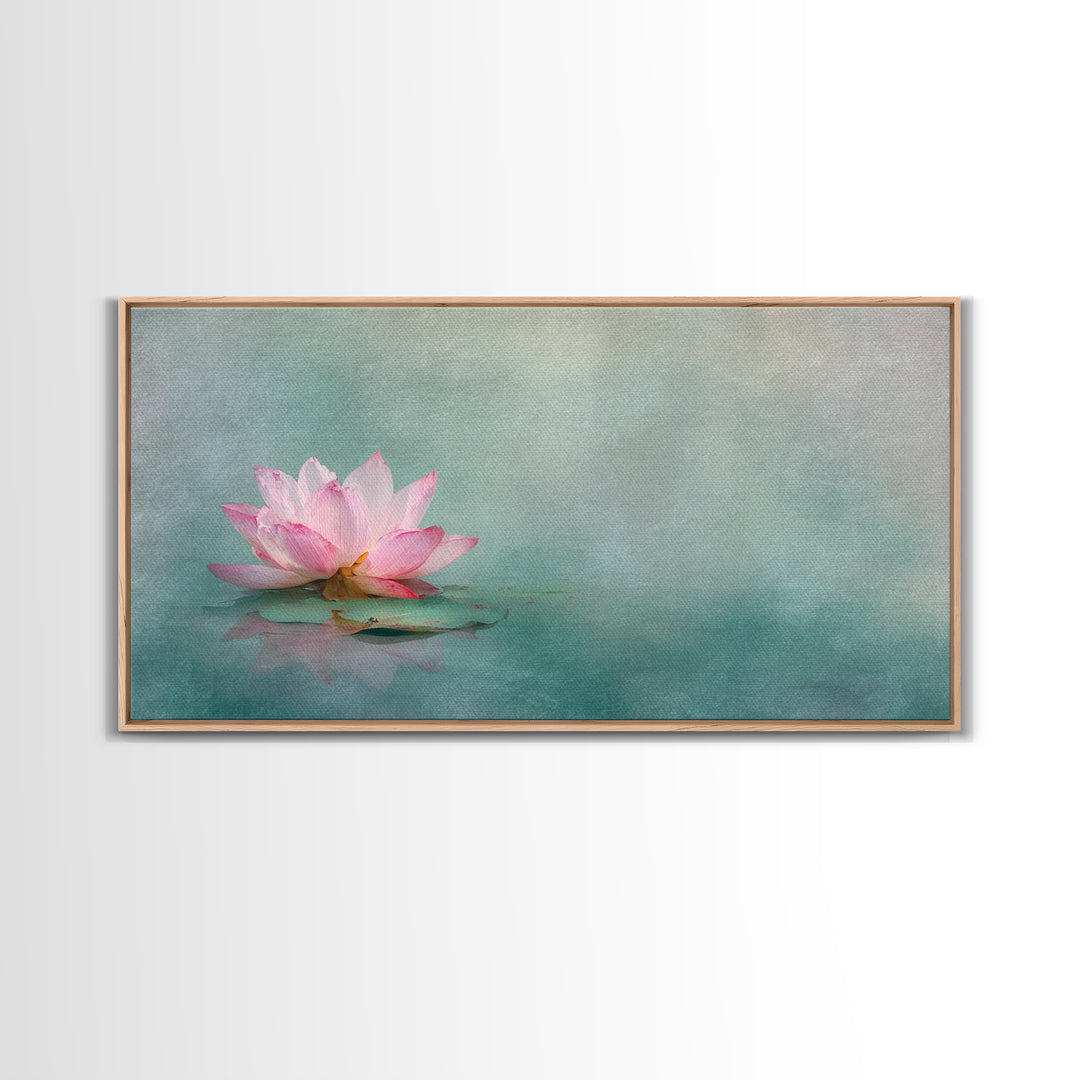 Elegant Pink Lotus Flower On Blue Water Serenity Floral Wall Art Canvas Print For Bedroom Or Living Room Decor