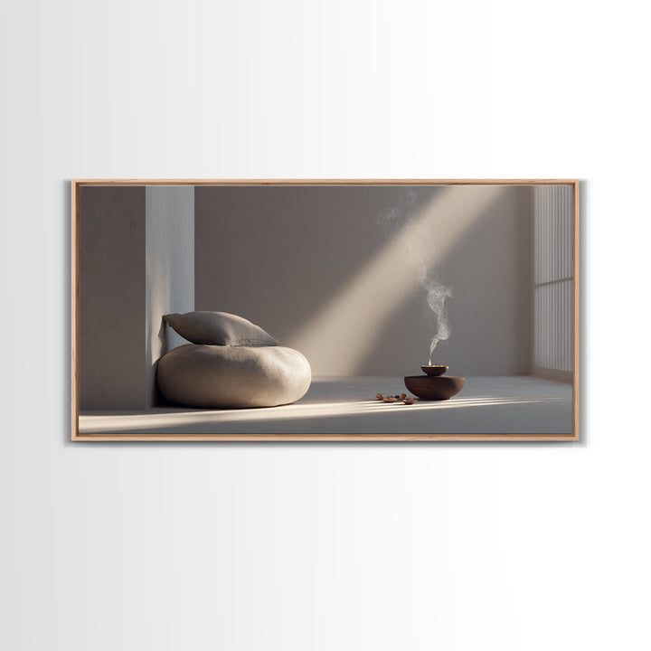 Serene Zen Room Calm Interior Design Wall Art Framed Canvas Print Minimalist Decor Modern Home Decor Relaxation Space Artwork