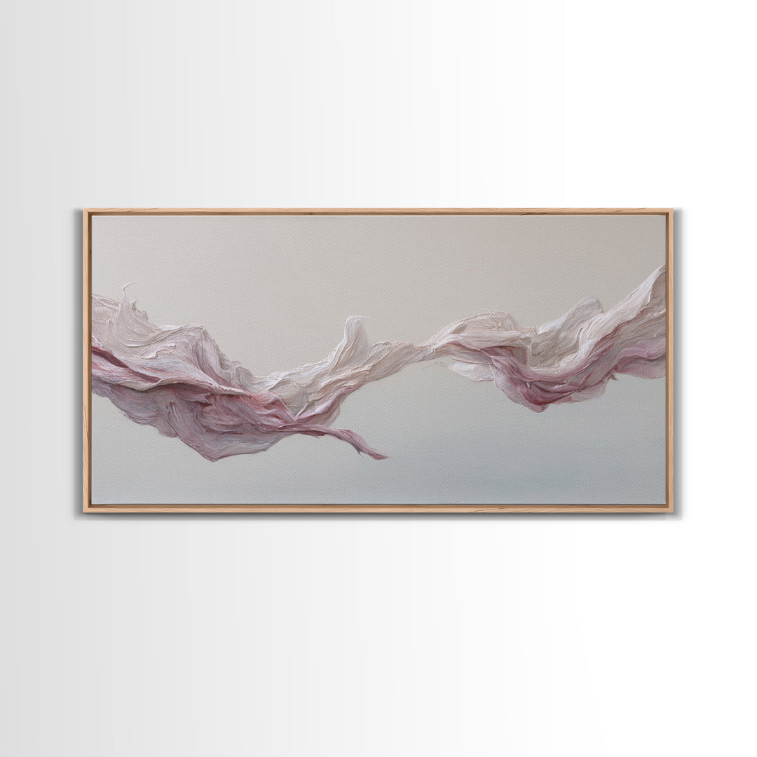 Elegant Abstract Flowing Pink And Beige Textured Acrylic Painting Canvas Print Perfect Modern Wall Art For Home Decor And Office