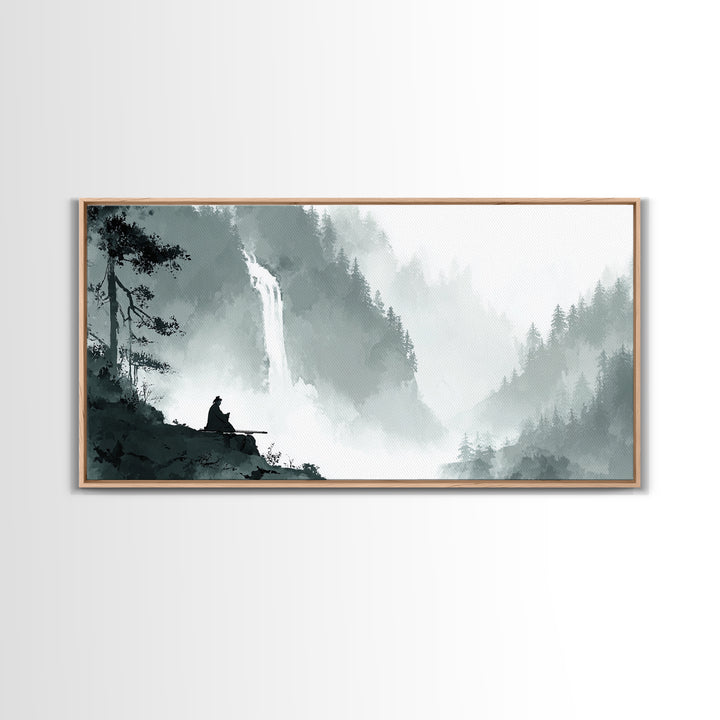 Peaceful Lakeside Township At Sunset With Glowing Lights Canvas Print Relaxing Wall Art For Bedroom Living Room Decor