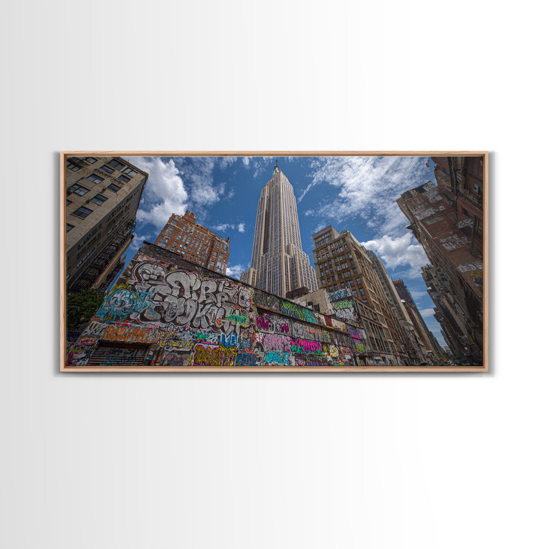 New York Graffiti Alley And Chrysler Building Wall Art, Urban Cityscape Print, NYC Travel Poster, Modern Office Decor For Loft