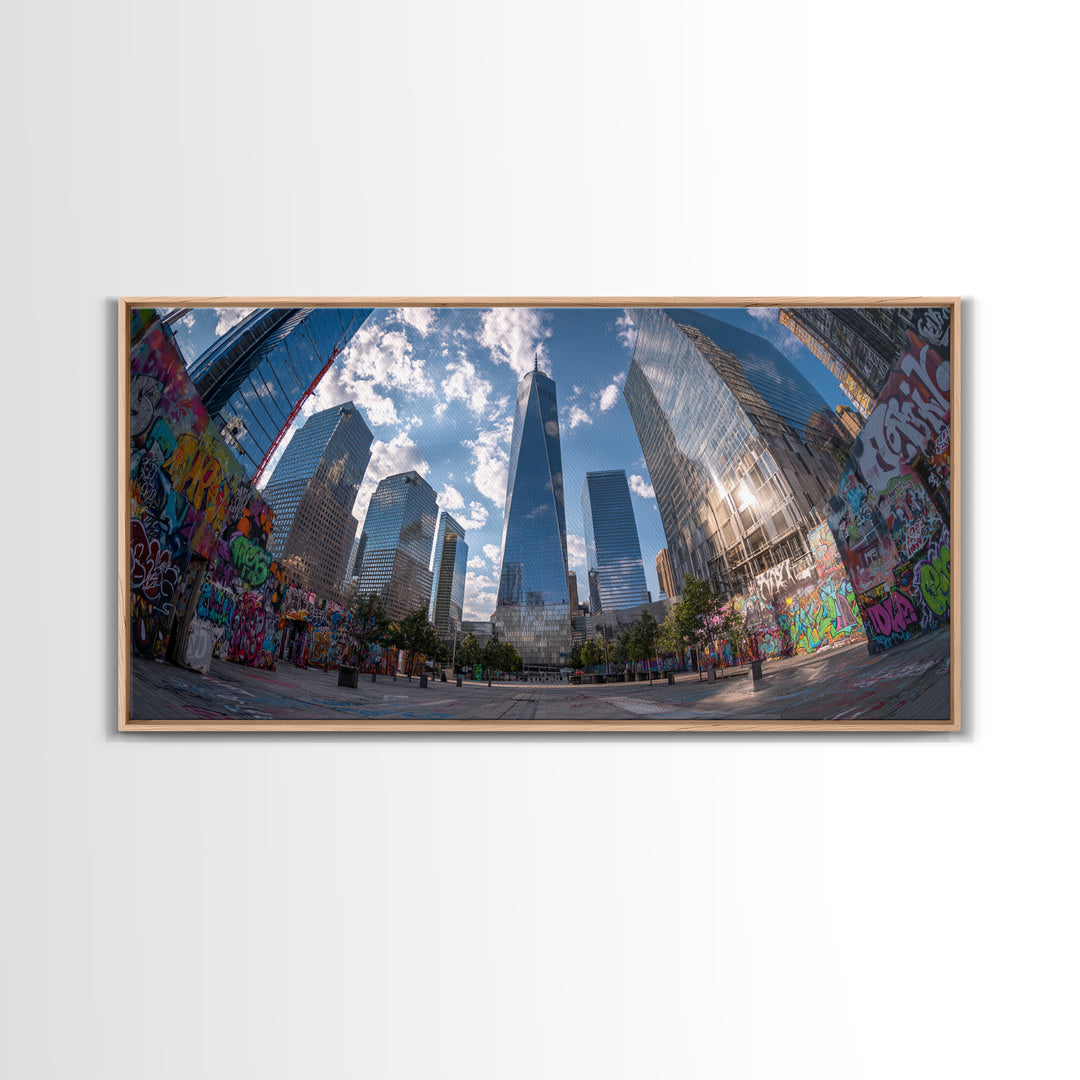 New York City Graffiti Skyline Wall Art, Urban Street Art Canvas Print, Modern Office Decor, Large Living Room Wall Decor