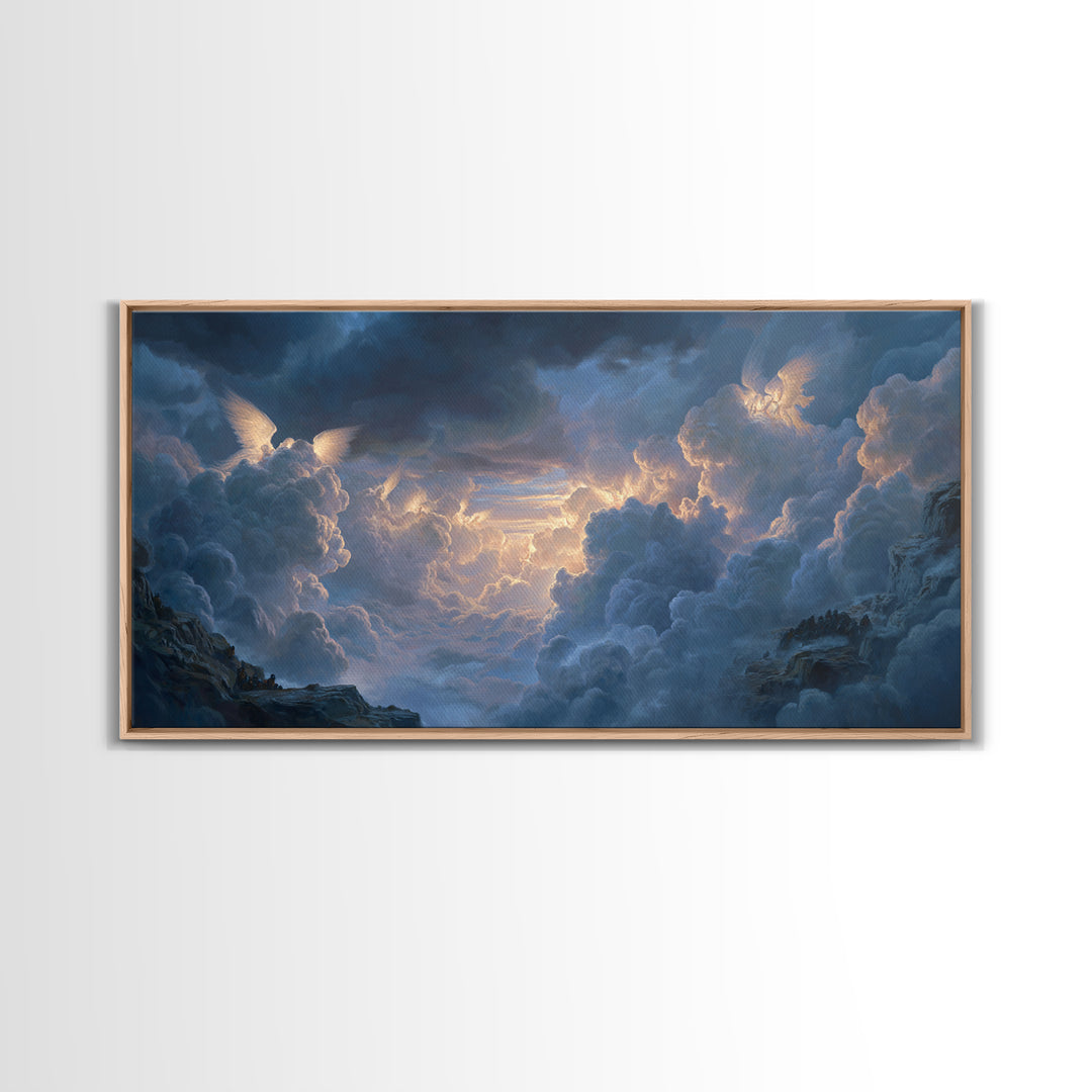 Angelic Cloudscape Heaven Light Wall Art, Celestial Fantasy Landscape, Serene Sky Canvas, Spiritual Home Decor Gift For Her