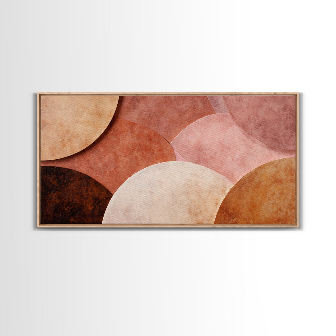 Textured Terracotta Circle Abstract Canvas Print, Earth Tone Wall Art, Modern Organic Decor, Large Neutral Wall Art For Living Room