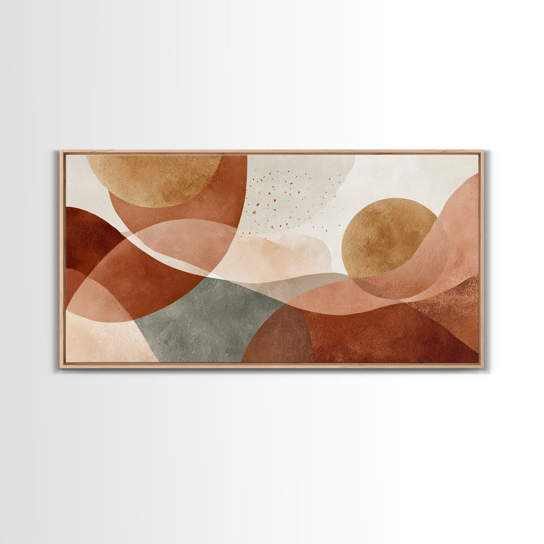 Earth Tone Geometric Abstract Wall Art, Terracotta Circles, Modern Canvas Print, Neutral Living Room Decor, Gallery Wall Art