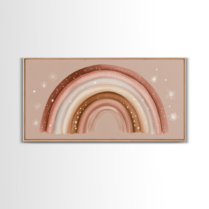 Boho Rainbow Nursery Wall Art, Earth Tone Canvas Print, Neutral Kids Room Decor, Above Crib Decor, Baby Shower Girl Gift