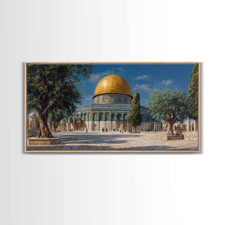 Golden Dome Of The Rock Jerusalem Wall Art, Islamic Architecture Canvas Print, Middle Eastern Decor, Spiritual Travel Poster