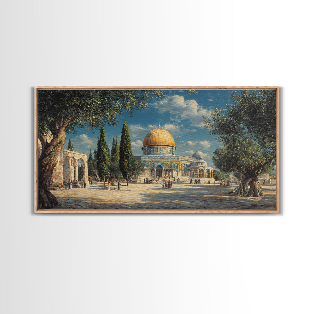 Jerusalem Dome Of The Rock Wall Art, Islamic Architecture Canvas Print, Olive Tree Travel Decor, Middle Eastern Art Print