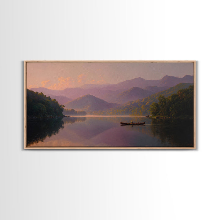 Smoky Mountain Lake At Sunset Canvas Print, Serene Landscape Wall Art, Cabin Decor, Rustic Home Decor, Housewarming Gift