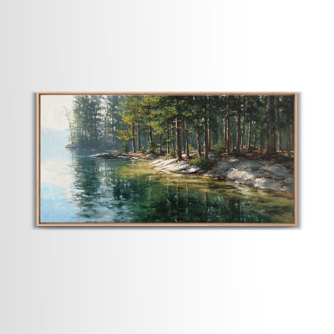 Two Loons On Calm Water Misty Morning Lake Landscape Wall Art Canvas Print Nature Inspired Home Decor Tranquil Fine Art Print