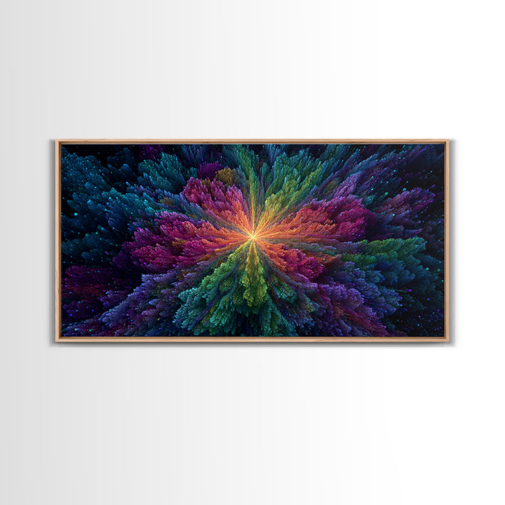Vibrant Abstract Cosmic Night Sky With Stars And A Central Black Hole Explosion Colorful Wall Art Canvas Print For Home Office Or Living Room