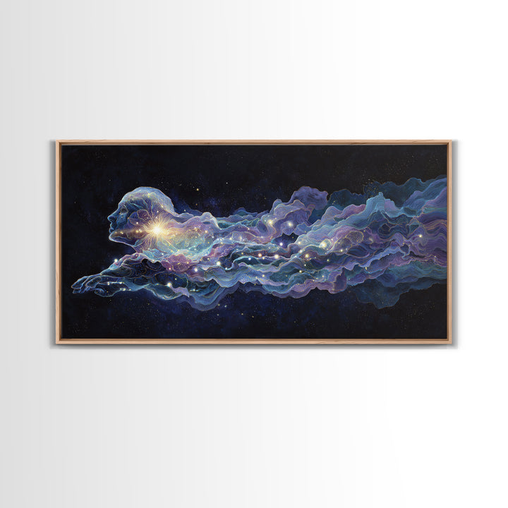 Abstract Celestial Cosmic Art Painting Wall Art Canvas Print Colorful Starry Night Decor Mystical Wall Art