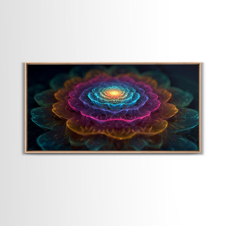 Colorful Fractal Flower Digital Art Canvas Print Vibrant Modern Wall Art For Living Room