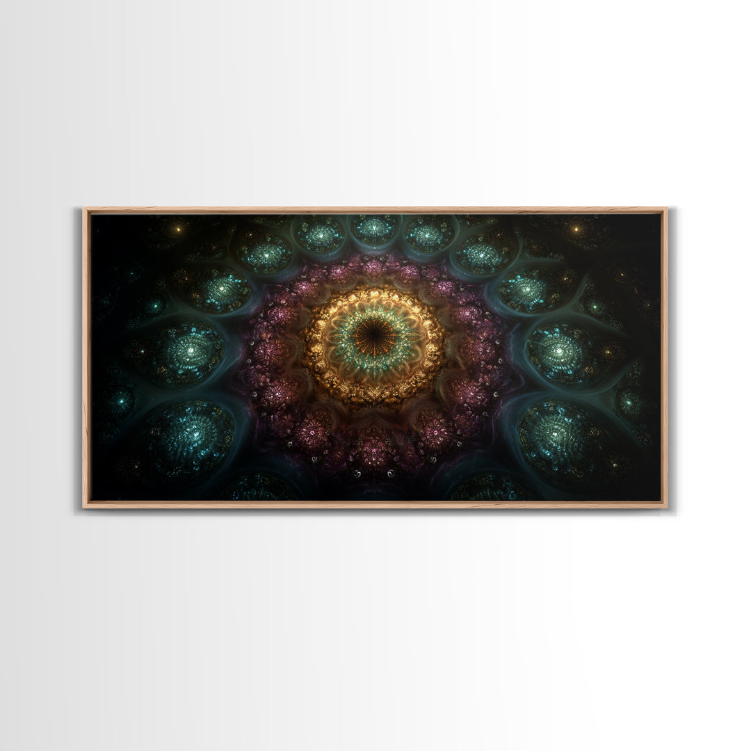 Magical Kaleidoscope Mandala Inspired Abstract Fractal Design Wall Art Modern Wall Decor Canvas Print Gift