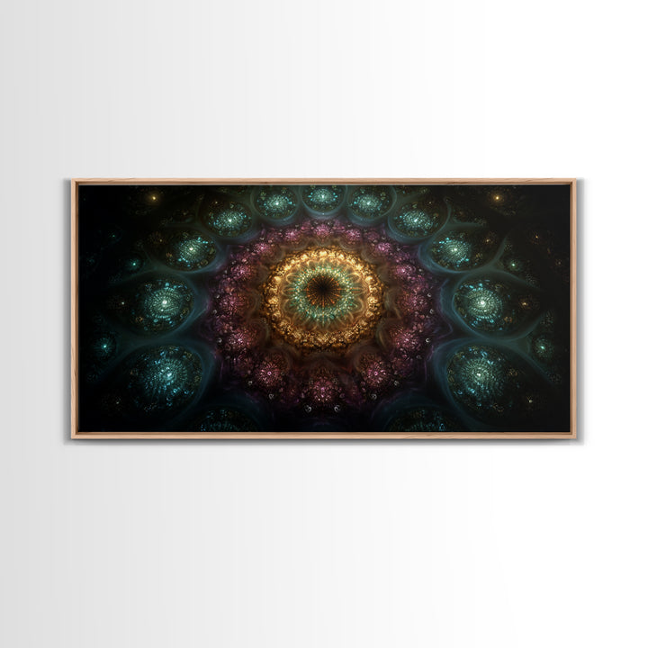 Magical Kaleidoscope Mandala Inspired Abstract Fractal Design Wall Art Modern Wall Decor Canvas Print Gift