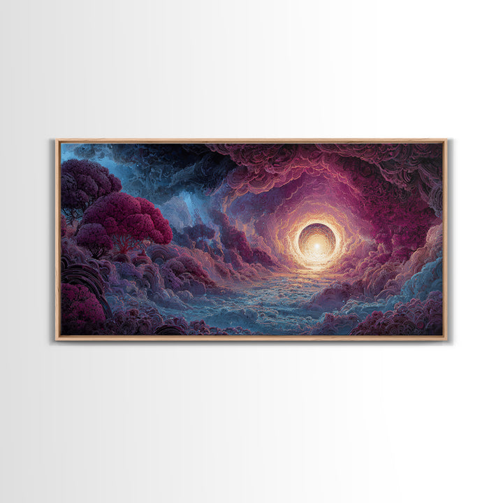Fantasy Forest Landscape Painting Canvas Print Enchanting Magical Trees Wall Art Modern Home Decor