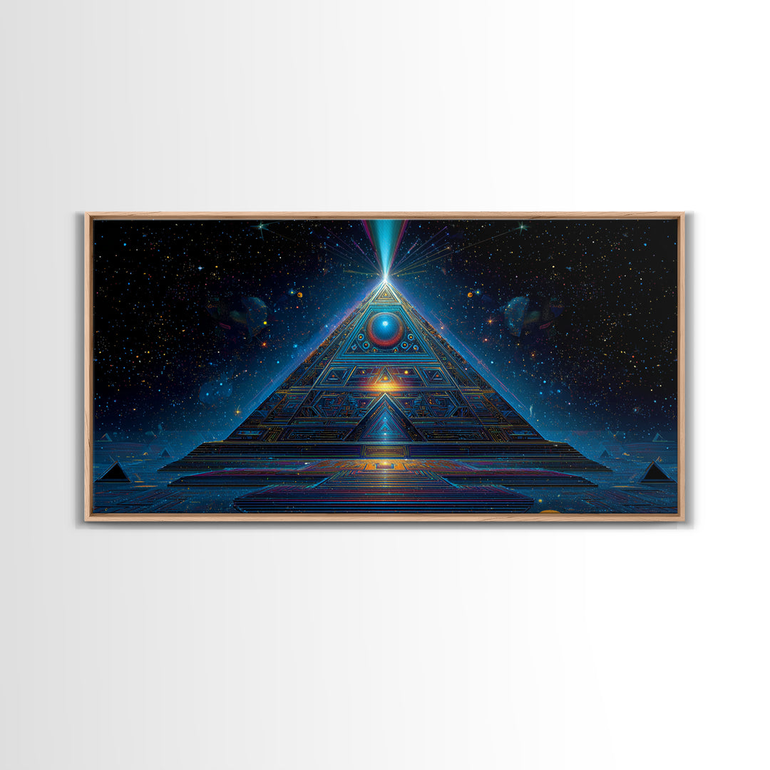 Mystical Futuristic Pyramid Digital Art Print Canvas Print Wall Art Modern Sci Fi Decor Inspirational Artwork