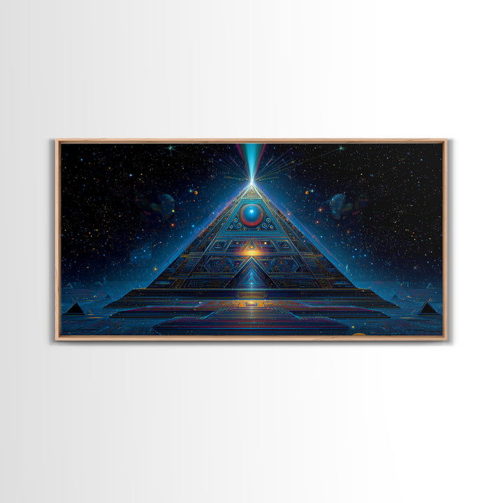 Mystical Futuristic Pyramid Digital Art Print Canvas Print Wall Art Modern Sci Fi Decor Inspirational Artwork