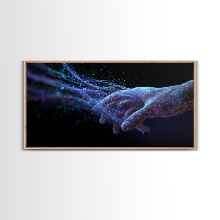 Digital Futuristic Hand Nebula Art Canvas Print Modern Abstract Wall Art For Home Office Decor Unique Cosmic Framed Canvas Print