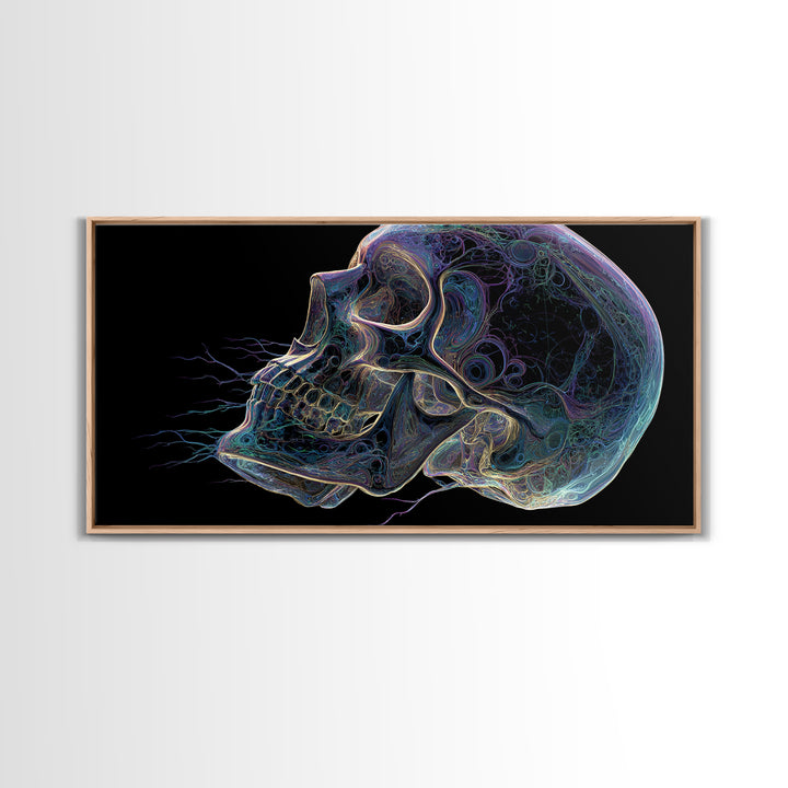 Digital Skull Art Multicolor Fantasy Illustration Canvas Print Modern Wall Art Halloween Decor Gift Idea