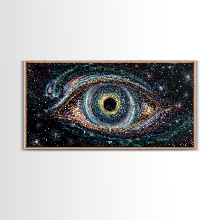 Cosmic Vortex Eye With Starry Galaxy Background Abstract Surreal Wall Art For Modern Home Decor And Spiritual Spaces Canvas Print With Stunning Detail