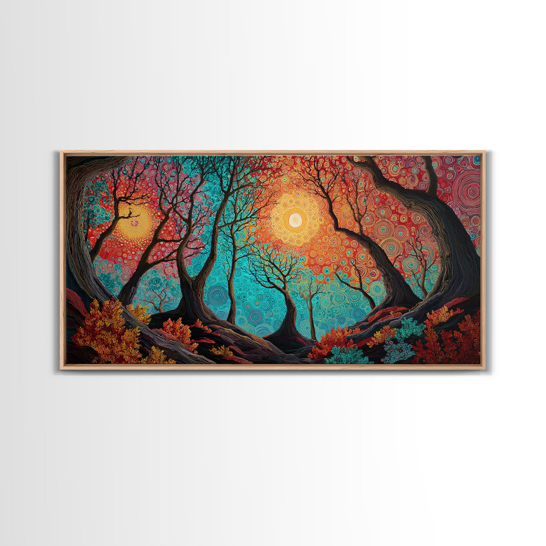 Bright Bold Sunset Over Ocean Waves Colorful Coastal Wall Art Modern Home Decor Vibrant Living Room Canvas Print