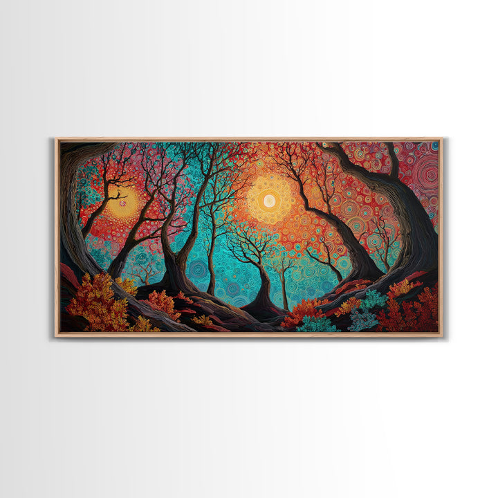 Bright Bold Sunset Over Ocean Waves Colorful Coastal Wall Art Modern Home Decor Vibrant Living Room Canvas Print
