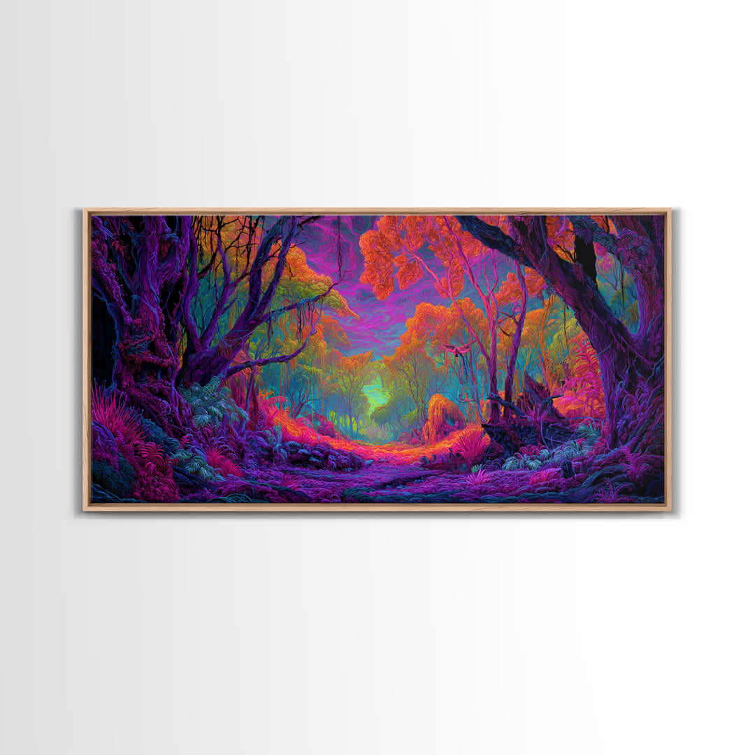 Vibrant Fantasy Forest Landscape Wall Art Colorful Nature Canvas Print For Living Room Modern Wall Art
