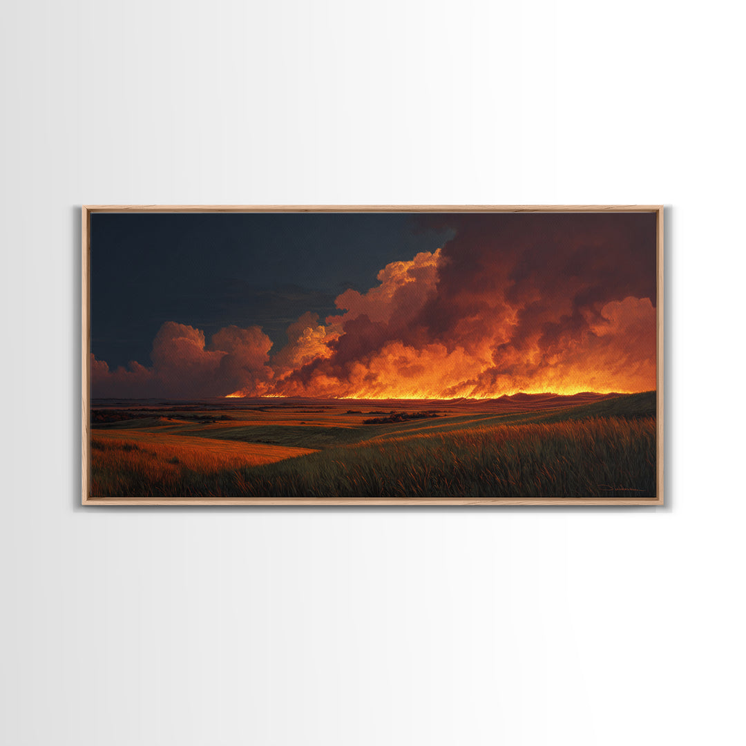 Tranquil Moonlit Lake Scene With Two People Canoeing Among Trees And Starry Sky Wall Art