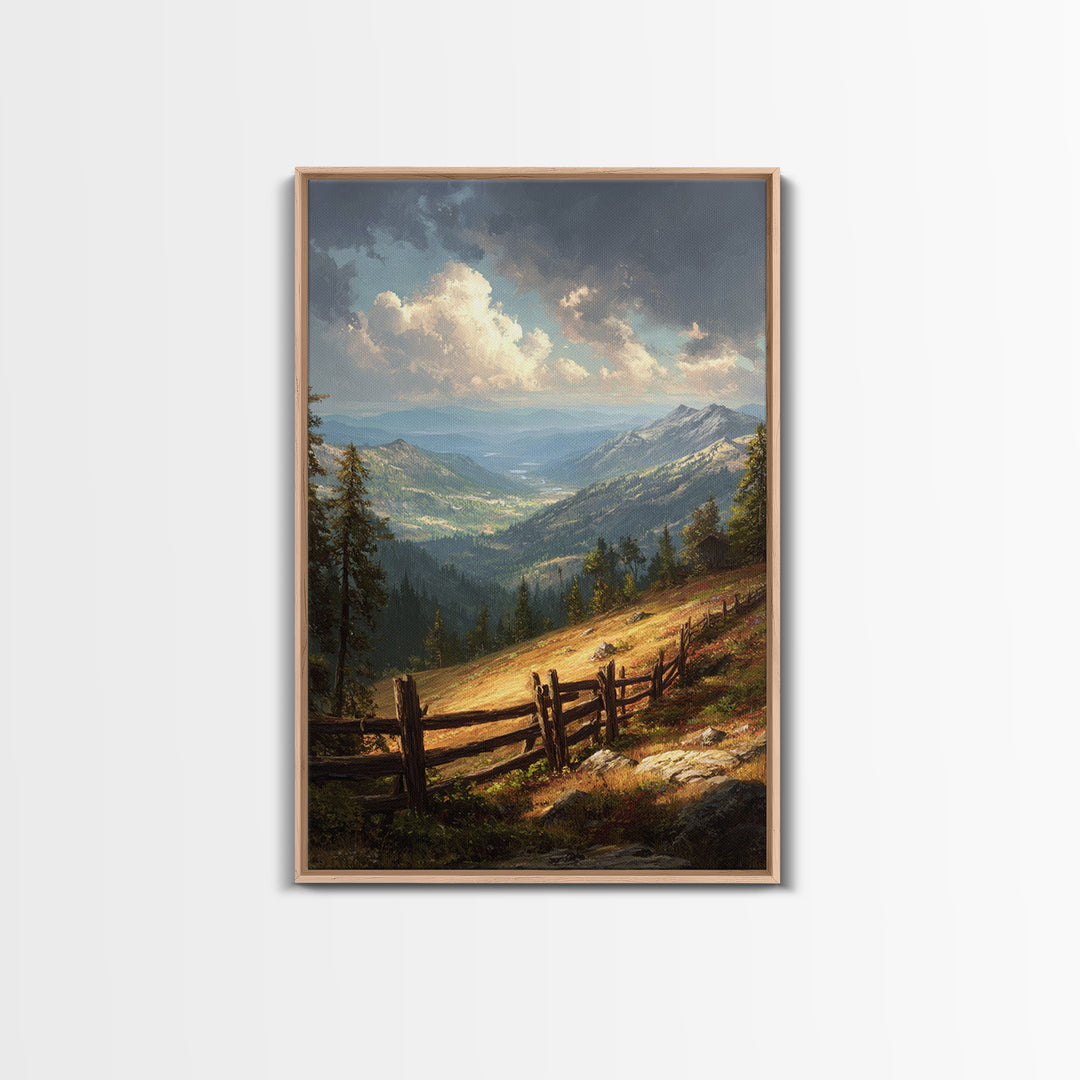 Tranquil Mountain Valley Scenic Landscape Oil Painting Print Wall Art For Living
