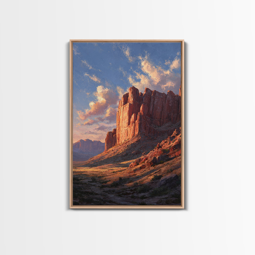 Sunset Over Rugged Canyon Mountain Landscape Contemporary Oil Painting Canvas Print For Modern Wall Art Nature Home Decor