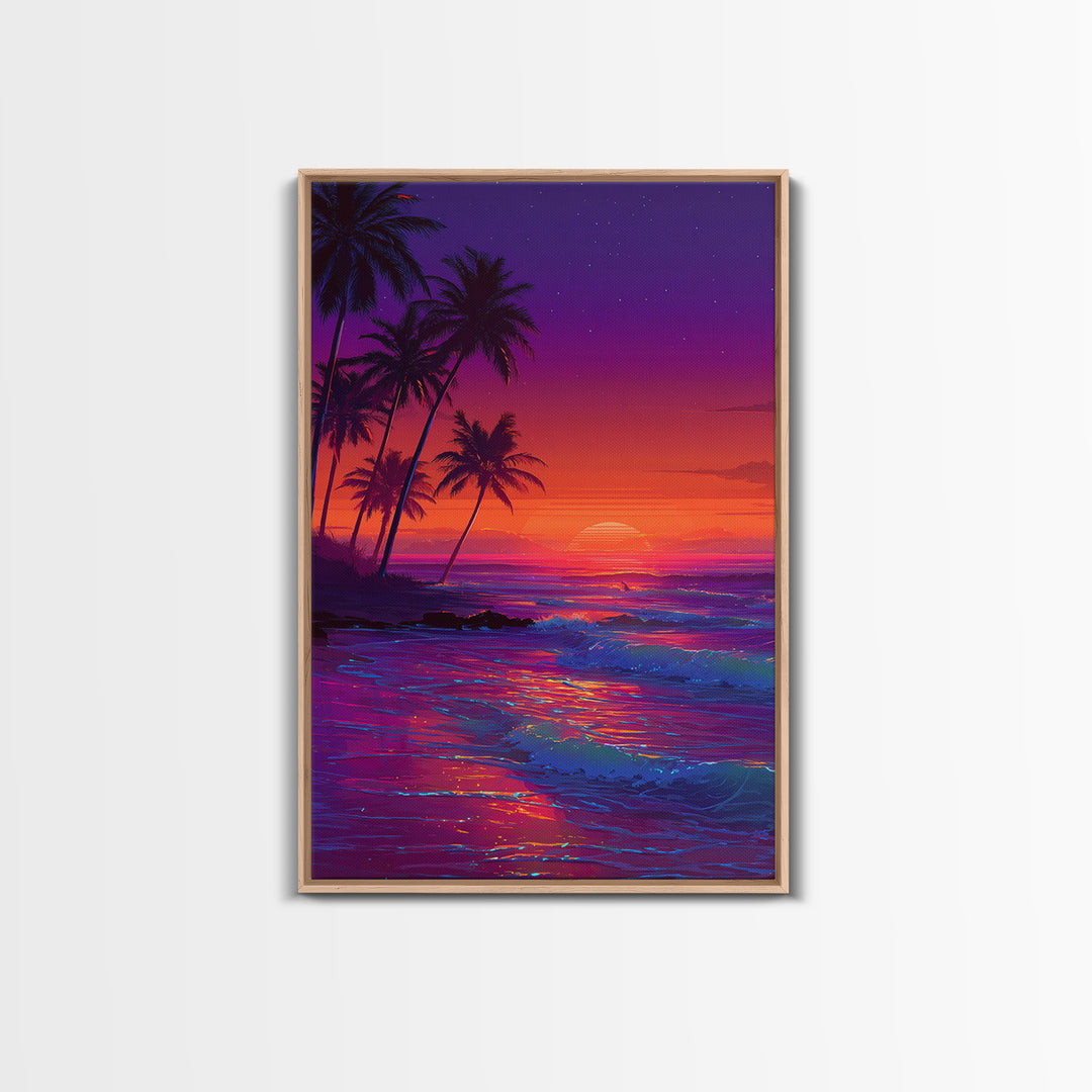 Illuminated Amethyst Tunnel With Vibrant Rainbow Lights Digital Art Framed Canvas Print For Magical Wall Art And Whimsical Home Decor