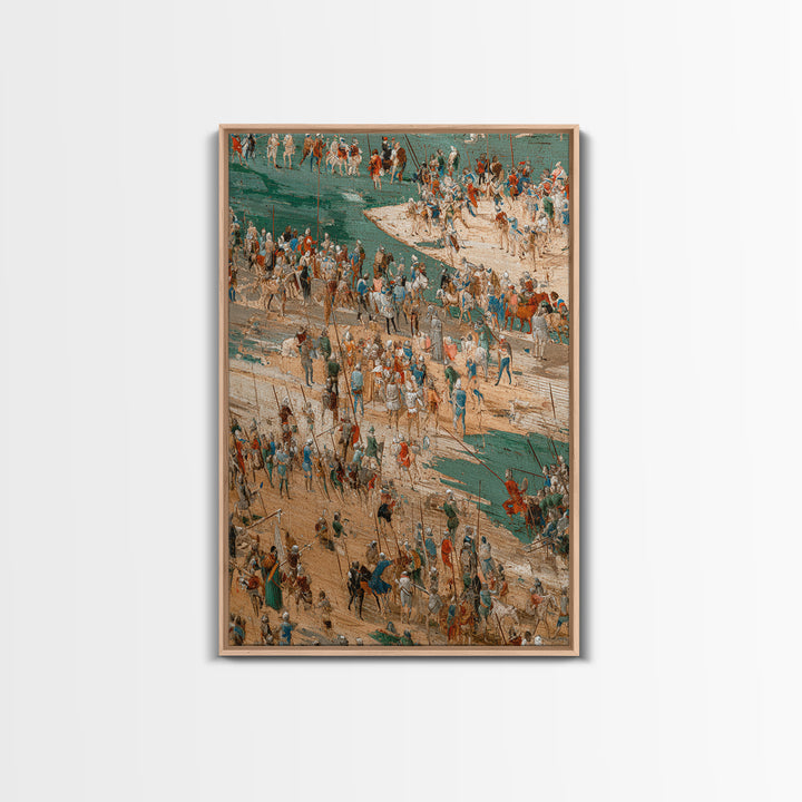 Medieval Battle Camp With Cavalry And Crowds Canvas Print, Historical Wall Decor, Fantasy Art, Large Gallery Wall Art, Home Decor