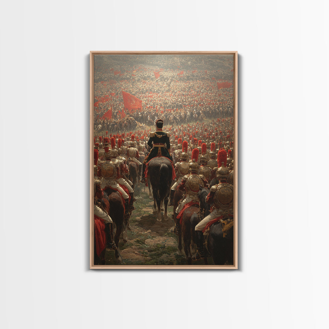 Imperial Commander Over Vast Cavalry Army, Framed Canvas Print, Historical Battle Art, Military Wall Decor, Gift For Him