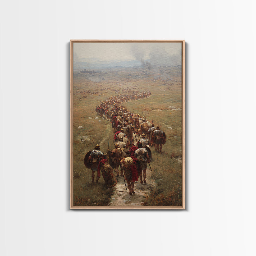 Roman Legion Marching Across Open Plains Canvas Print, Historical Battle Wall Art, Classical Office Decor For Him, Living Room Art