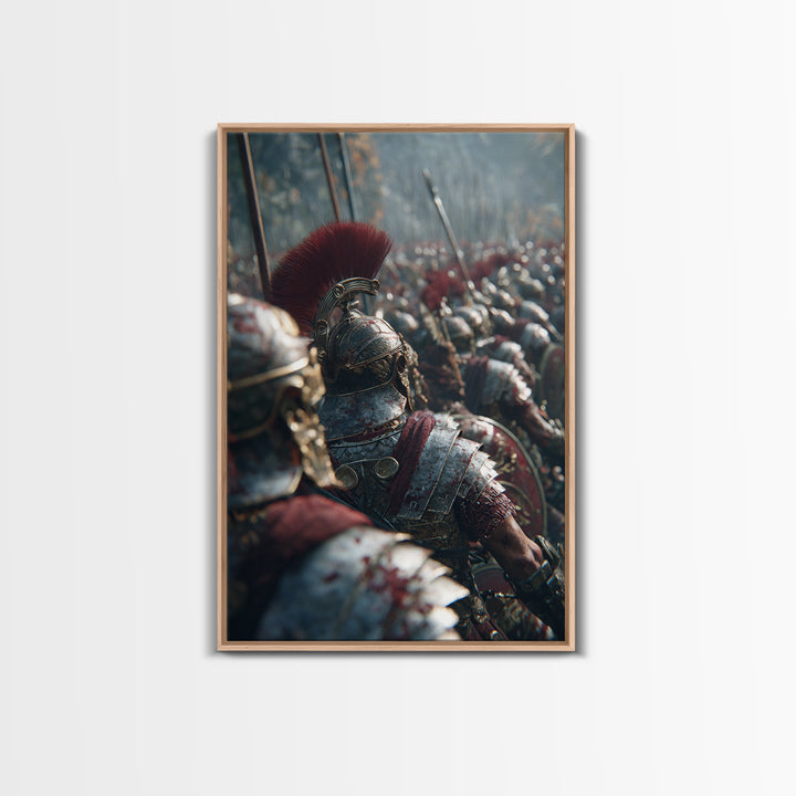 Roman Legion Battle Helmets, Ancient Warrior Wall Art, Historical Canvas Print, Masculine Office Decor, Gift For Him, Man Cave