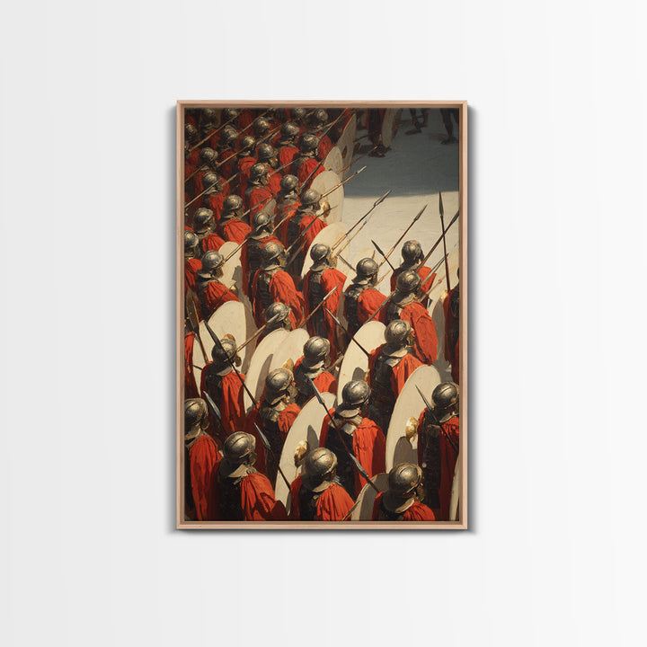 Roman Legion Shield Wall Art, Ancient Battle Canvas Print, Historical Warrior Oil Painting, Masculine Office Decor Gift For Him