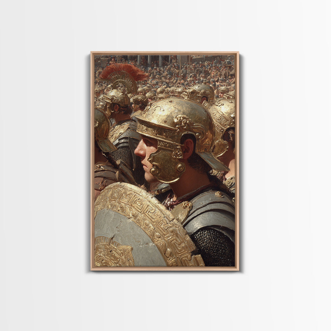 Roman Legion Soldier Framed Canvas Print, Ancient Warrior Wall Art, Historical Battle Decor, Gladiator Gift For Him, Office Decor