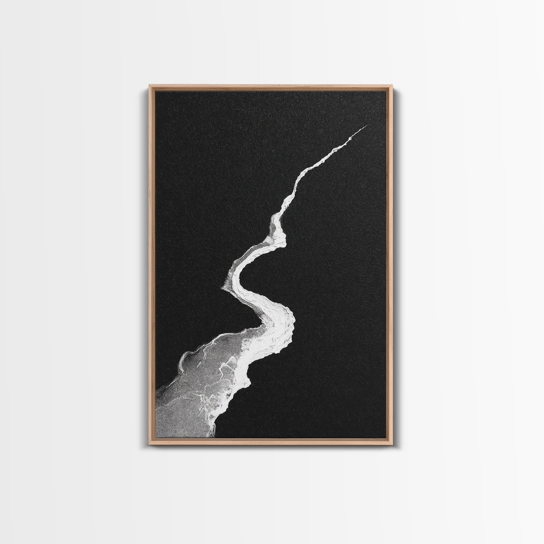 Abstract Black And White Textured Paint Stroke Minimalist Wall Art Canvas Print For Office Decor