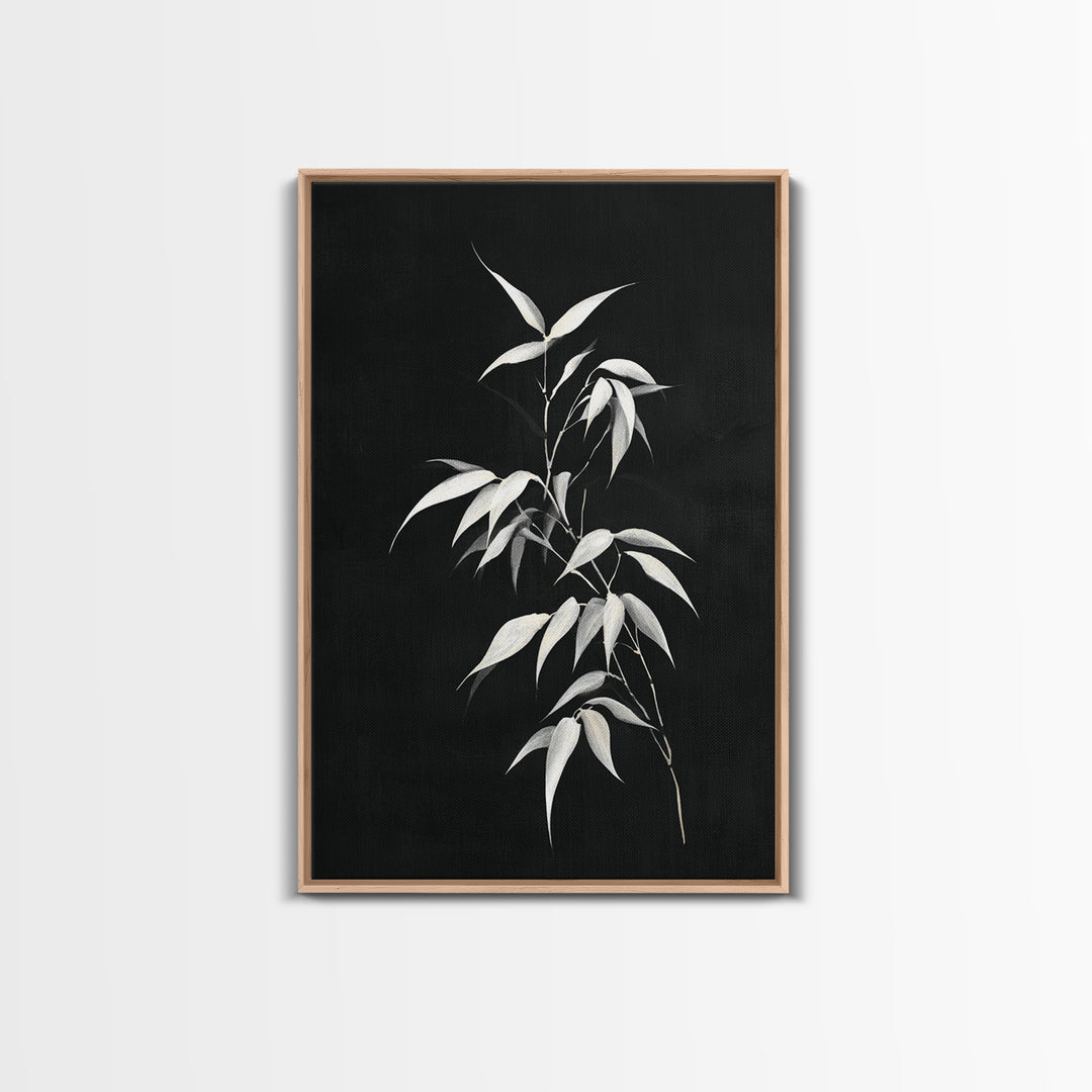 Elegant Minimalist Bamboo Plant Black And White Canvas Print, Zen Botanical Wall Art, Contemporary Home Decor