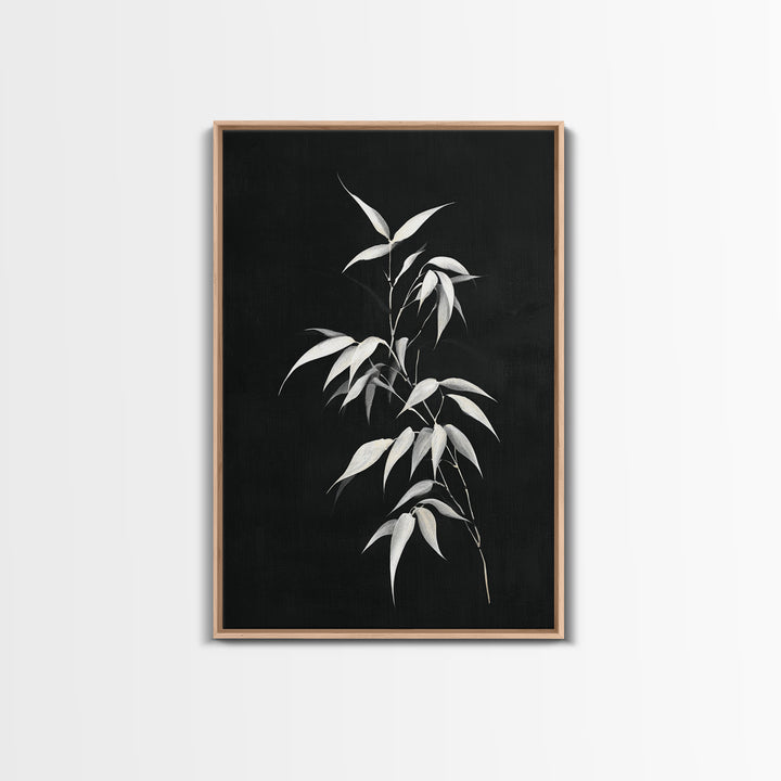 Elegant Minimalist Bamboo Plant Black And White Canvas Print, Zen Botanical Wall Art, Contemporary Home Decor