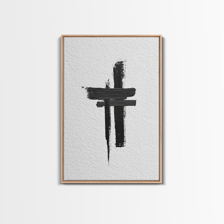 Minimalist Abstract Black Brush Strokes On Textured White Paper Canvas Print Modern Art Wall Decor