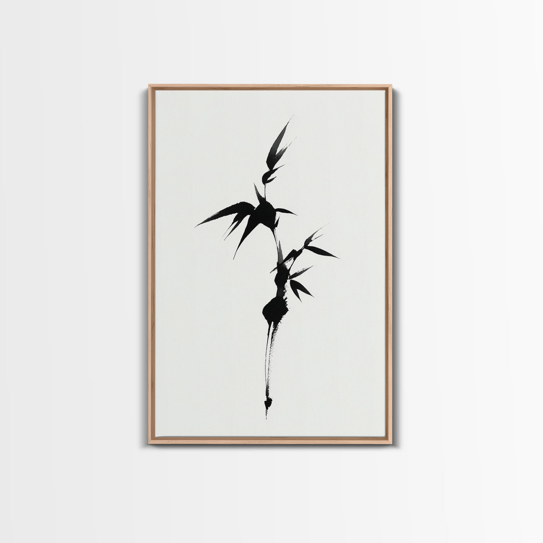 Zoetrope-Like Monochrome Abstract Wave Shape Ink Brush Stroke Painting Minimalist Wall Art Print Framed Canvas