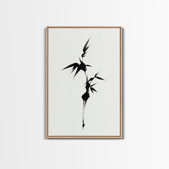 Zoetrope-Like Monochrome Abstract Wave Shape Ink Brush Stroke Painting Minimalist Wall Art Print Framed Canvas