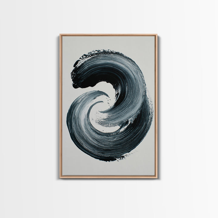 Bold Black And White Abstract Ink Brush Stroke Minimalist Wall Art Print Ideal For Contemporary Home Decor
