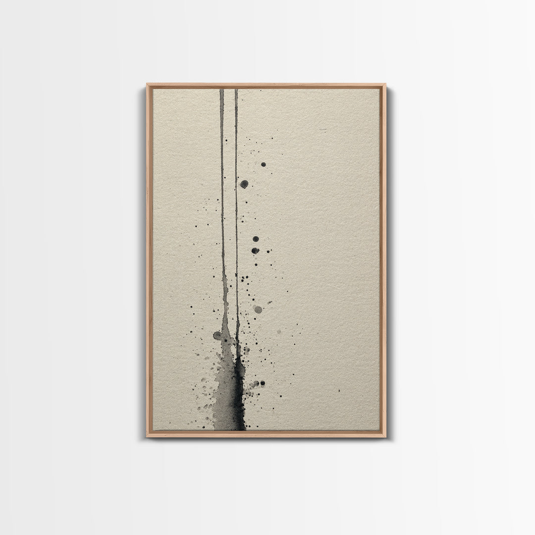 Minimalist Black Ink Art With Leaf Branch On Neutral Background Elegant Wall Art Print For Modern Home Decor And Office Wall Decoration