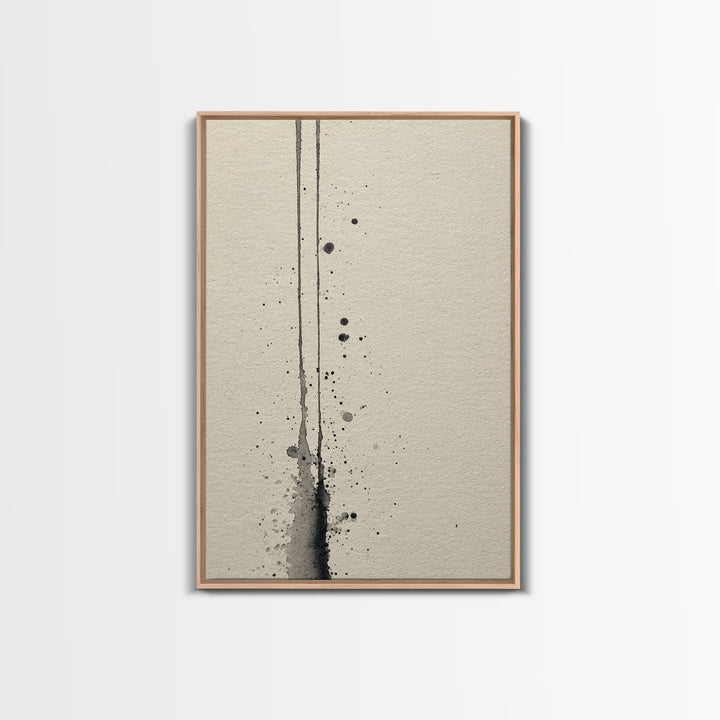 Minimalist Black Ink Art With Leaf Branch On Neutral Background Elegant Wall Art Print For Modern Home Decor And Office Wall Decoration